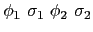 $\phi_1 \sigma_1 \phi_2 \sigma_2$
