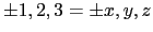 $\pm 1,2,3=\pm x,y,z$